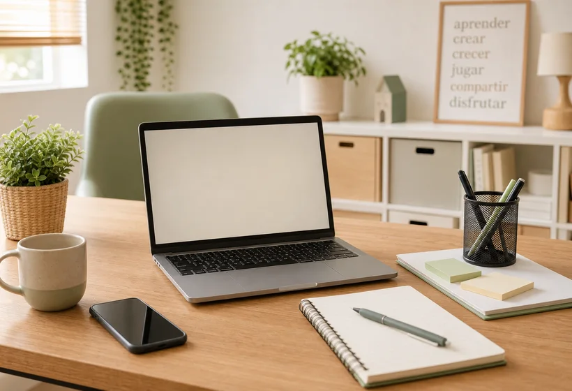 Ordenador preparado para clase de informática para adultos